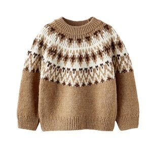 Zara Kids Brown and Cream Sweater